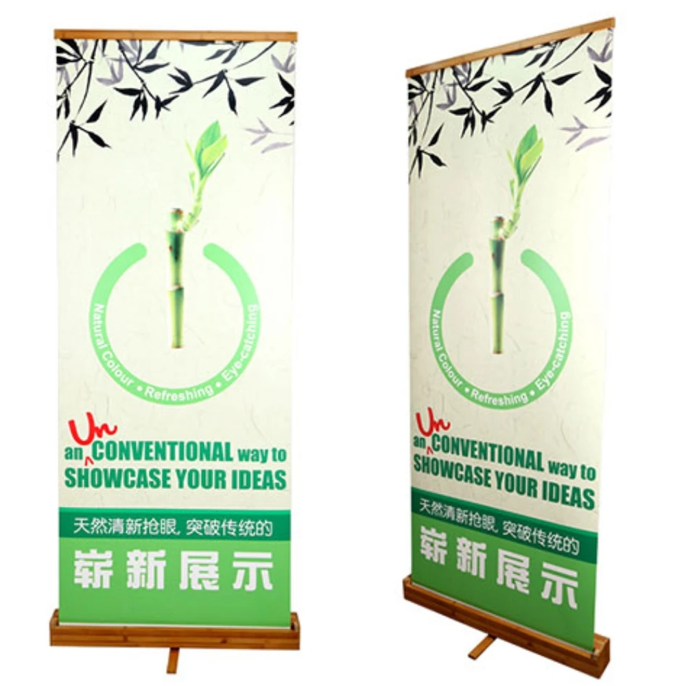 Roll Up Banner Stand Manufacture of Advertising Bamboo 80x200cm / 85x200cm Banner Stand