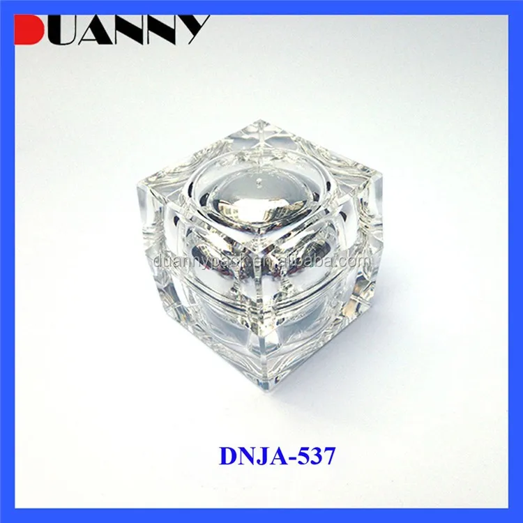 In Stock Empty 15g 30g 50g Golden Square Acrylic Crystal Cosmetic Jar Container for Skin Care