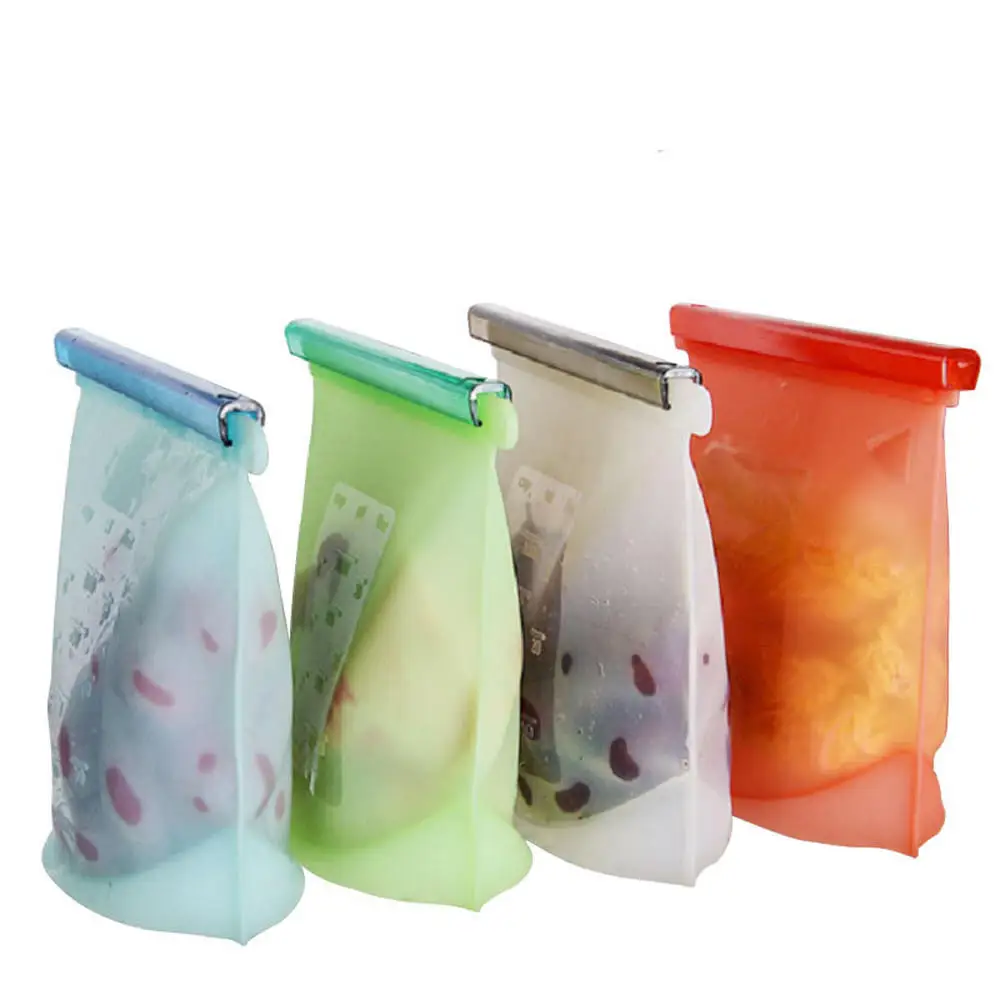 Quality Certified Reusable Silicone Food Storage Bag Set Silicone Food Fresh Preservation Bag Silicone Food Storage Bag Reusable