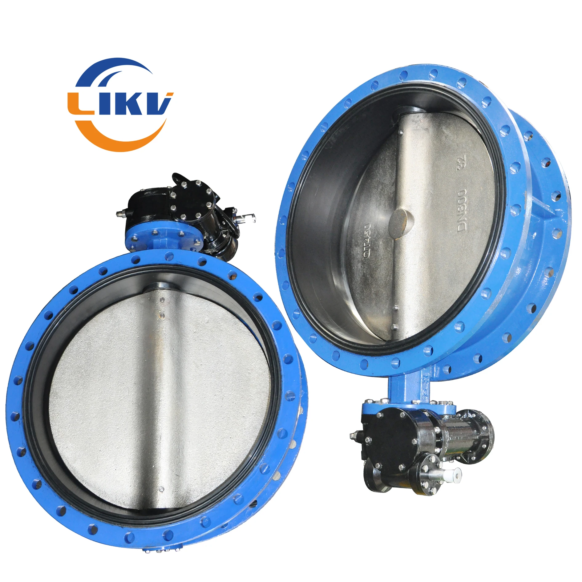 Worm Gear Double Flanged 14 Inch Ductile Iron NBR Seat Butterfly Valve