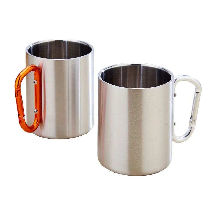Manufacturers directly supply 304 stainless steel climbing buckle mug office home anti-fall strap handle thickened beer mug