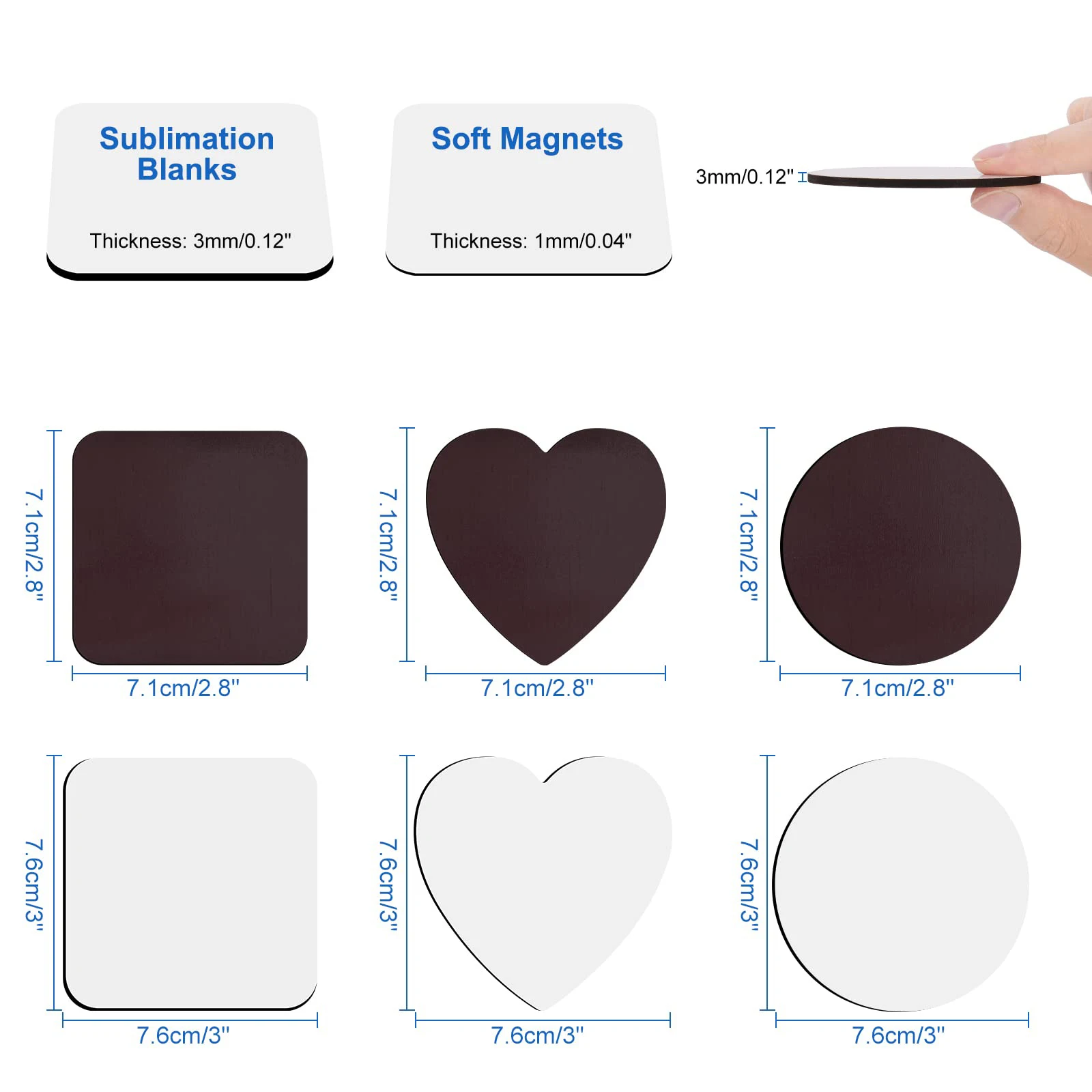 Sublimation Blanks Refrigerator Magnets DIY Decorative Magnets sublimation fridge magnet blank Round Square Heart Shape
