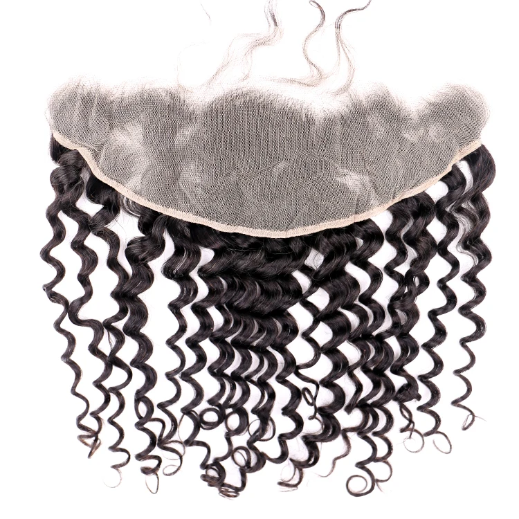 
24 inches natural black cuticle aligned raw pre plucked water wave transparent lace frontal 