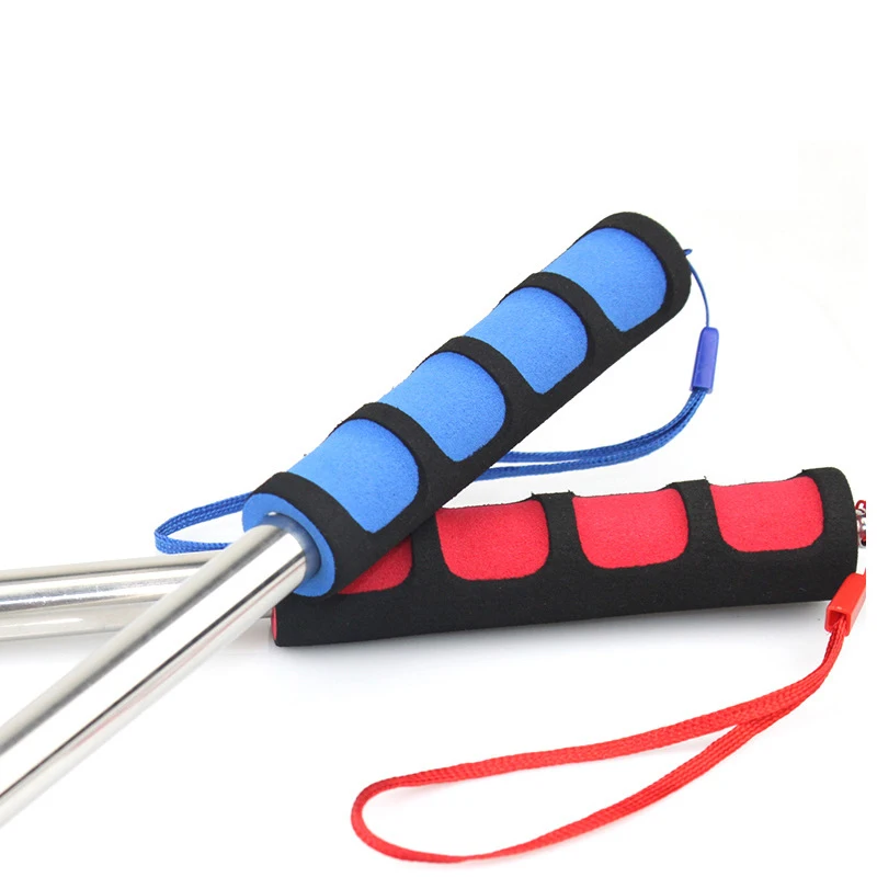 Wholesale portable colorful sponge handle telescopic flagpole, stainless steel tour guide hand adjustable flag pole