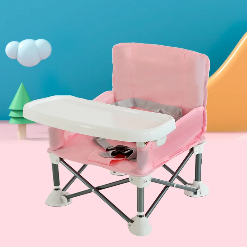 Children Travel Booster Seat with Tray for Baby Folding Portable High Chair for Eating Camping Indoor Outdoor
