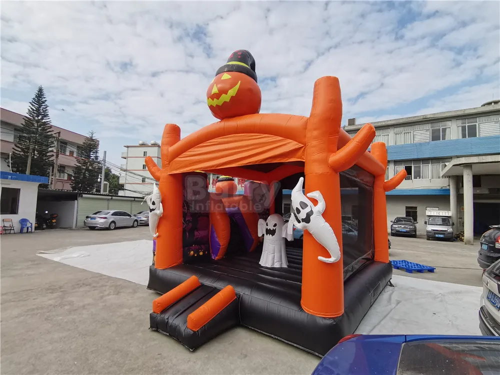 New Halloween Bounce House Hot Design Inflatable Pumpkin Halloween Bounce Castle With Slide Inflatable Combos for Party