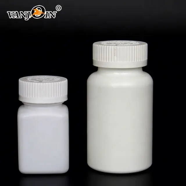 50ml 150ml 180ml White Child Resistant Caps HDPE Wide Mouth Pharma Round Bottles
