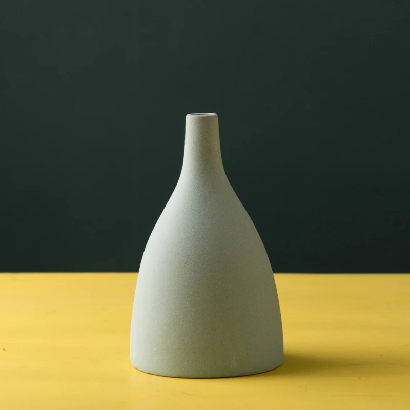 New Arrival Handmade Porcelain Morandi Pink Green Blue Grey Vases Ins Simple Ceramic Matte Flower Vase Ceramic
