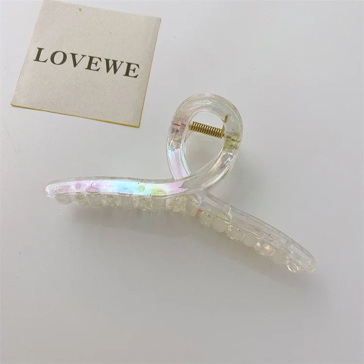 Wholesale Fashion Women Pearl Color Geometry Hair Clip Accessories Transparent Hair Claws For Thick Hair