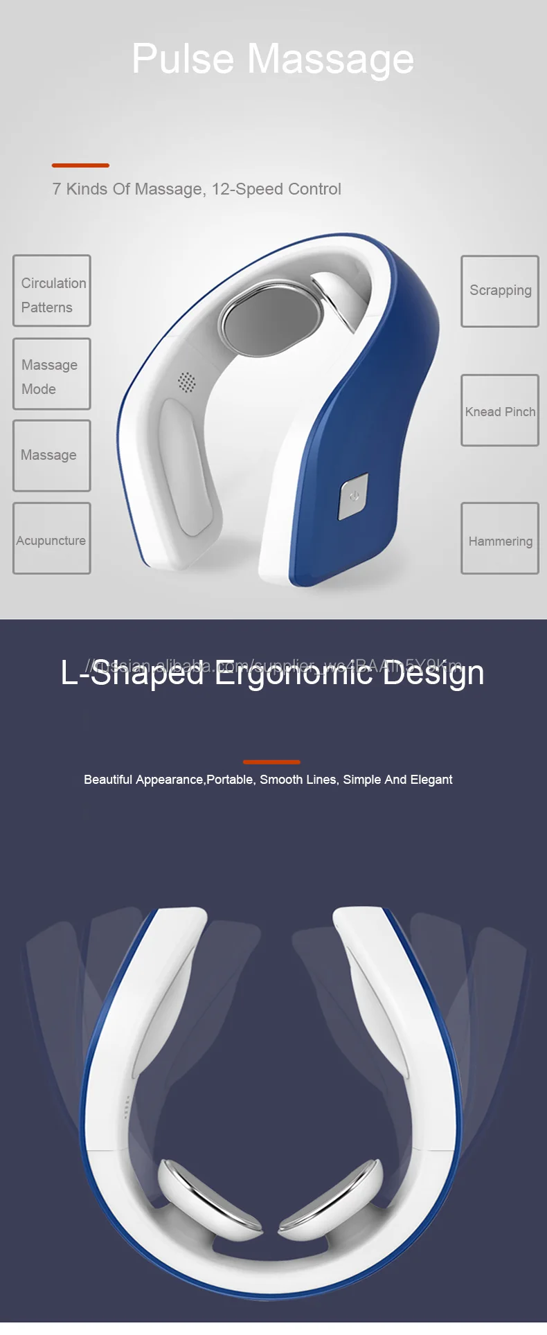 USB перезаряжаемые беспроводной голосовой контроль Электрический массажер для шеи с работы при прослушивании музыки по Bluetooth
