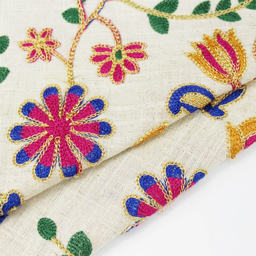 New Gorgeous Linen Viscose Slub Embroidery For Ethnic Garments And Lehenga