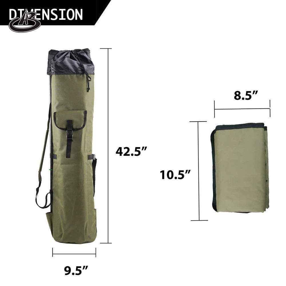 Multi-function Portable Oxford Rod Carrier Waterproof Fishing Rod Reel Organizer Bag for 5 Poles