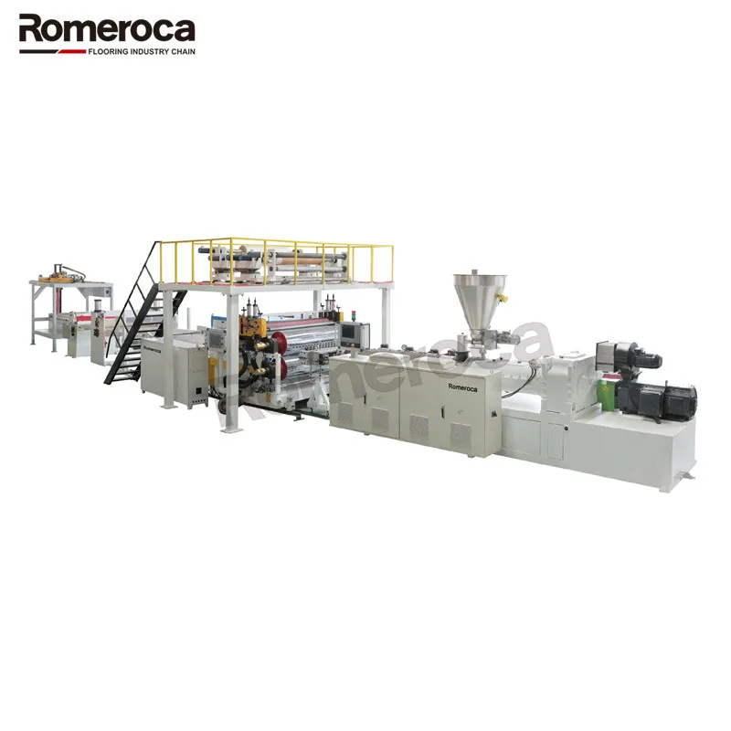high speed  twin screw SPC flooring extruder machine turnkey solution provider EIR SPC flooring production line