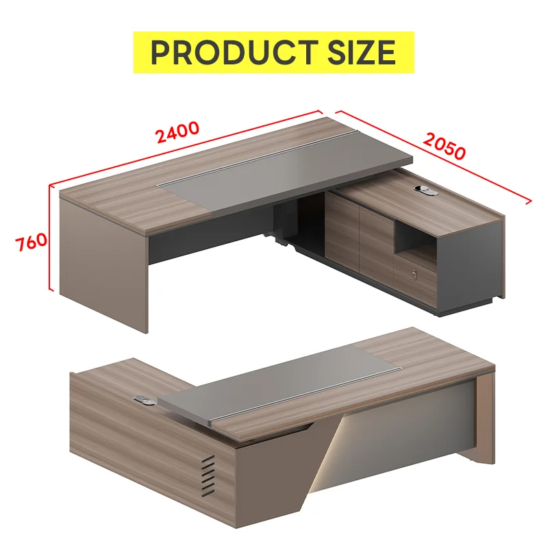 L Shaped Desk Set With Hutch Executive CEO Manager Desk Modern Office Boss Desk office furniture