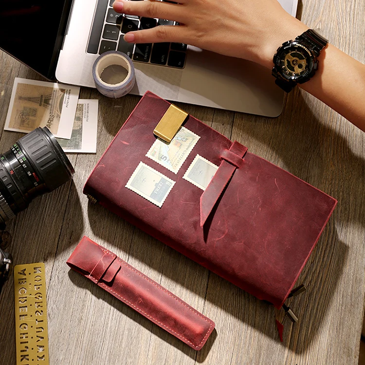 Personalized Classical Vintage Handmade Refillable Genuine Leather Notebook Travel Journal Diary 22 x 12cm