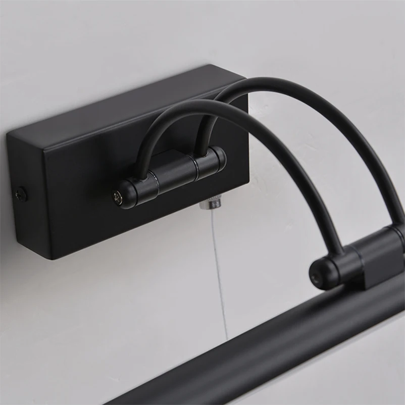 Bedroom 16W Home Hotel Stair Art Deco Black Wall Pull Switch Swing Arm Picture Lighting