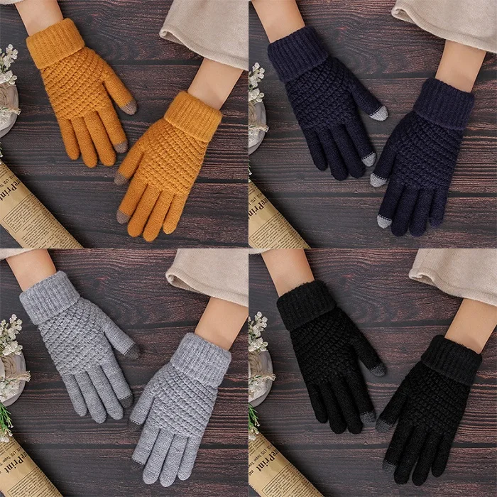 Fashion Unisex Men Women Anti Slip Thermal Touch Screen Magic Knit Smartphone Texting Driving Cycling Winter Gloves