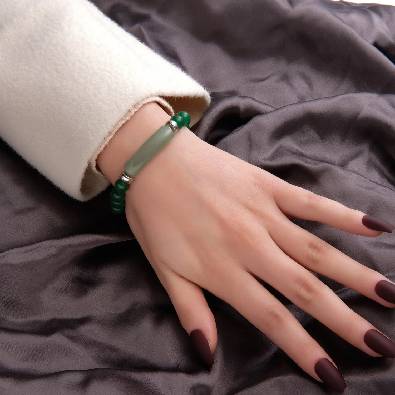 Wollet Wholesale Agate Women Natural Stone  Handmade Precious Gemstone Crystal Round Bead Bracelet