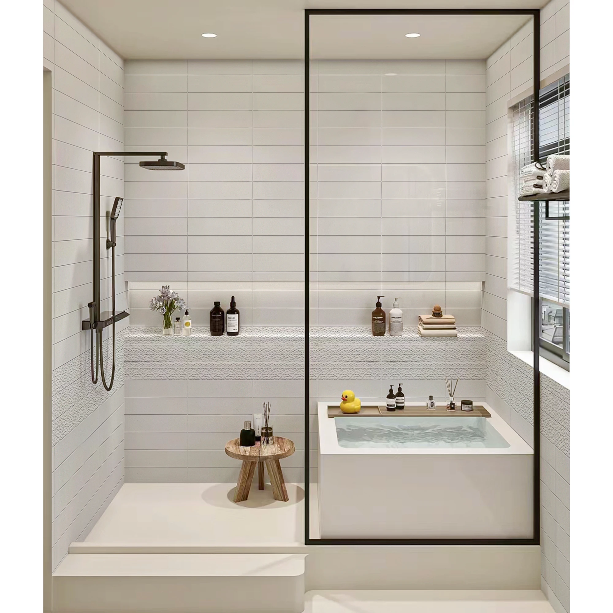 Hotel House Interior Bathroom Tiles Wall Board Luxury Firebrick Wear-resistant Carrara Marble Granite Tub Surround Shower Panels