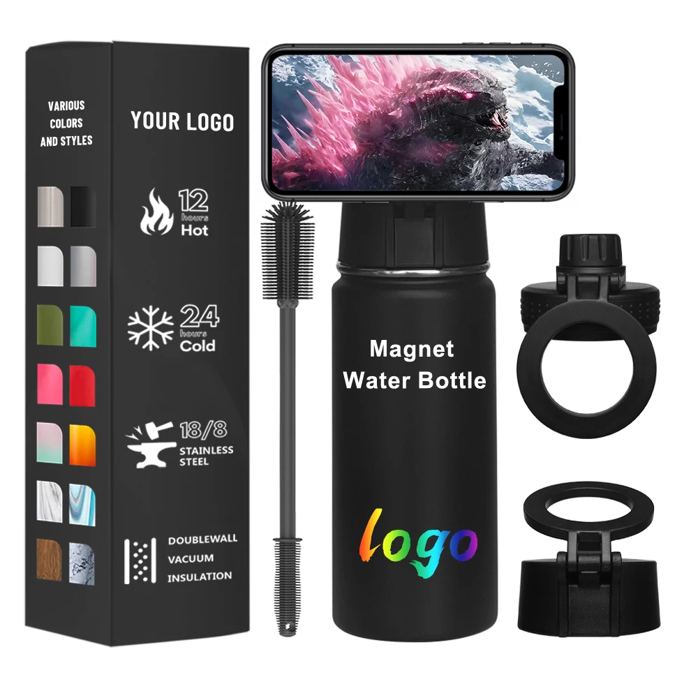 custom metal magnet sports water bottles new design 1.5 liter filtered water bottle and phone holder Adults Self-driving Travel
