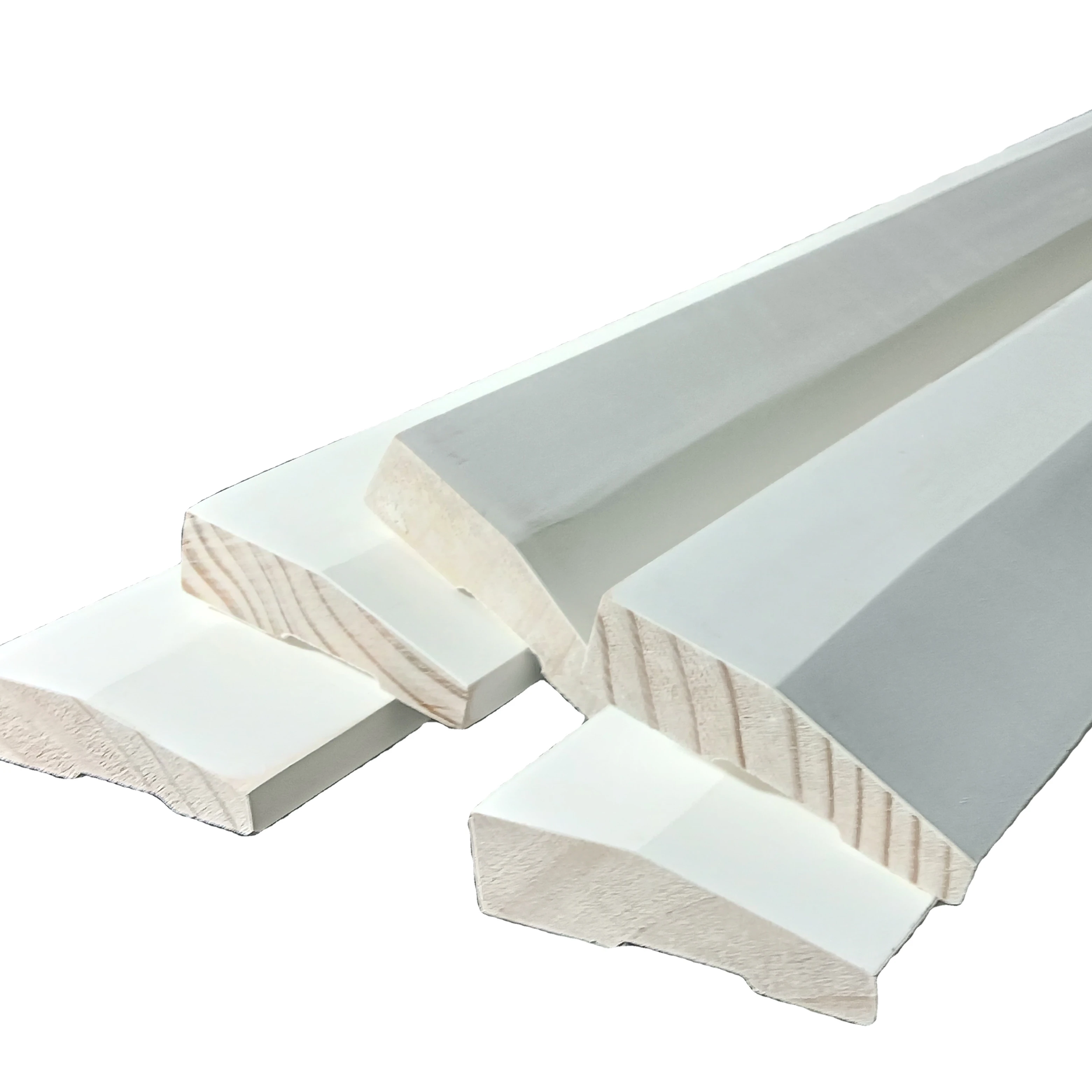 Manufacturer wood moulding Primed Solid Wooden home decoration skirting board Half splay style baseboard or architrave