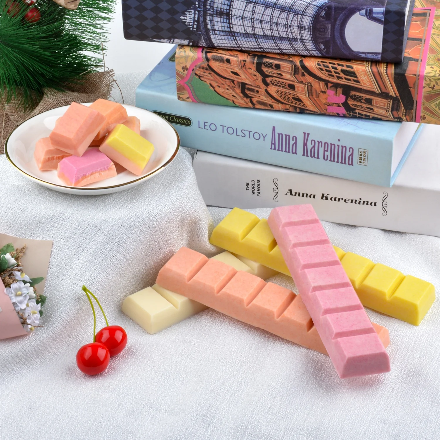 New design  3  *  7 long chocolate bar molds flexible wax melt mold for Handmade lovers making tray
