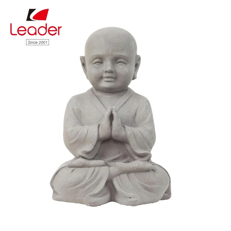Stone Look Polyresin Praying Shaolin Monk Garden Statue Monk Buddha Statue