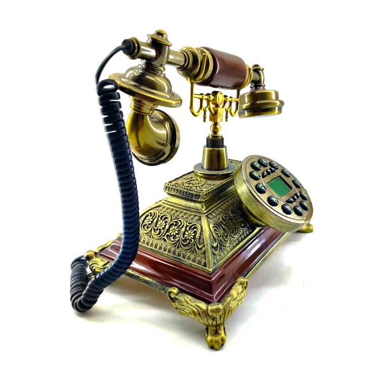 Household landline with simple ancient bronze decorative carving