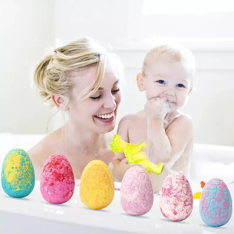 Bath Supplies Factory Customize Plant Fragrance Kids Bubble Dinosaur Egg Bath Bomb with Surprise Inside Dino