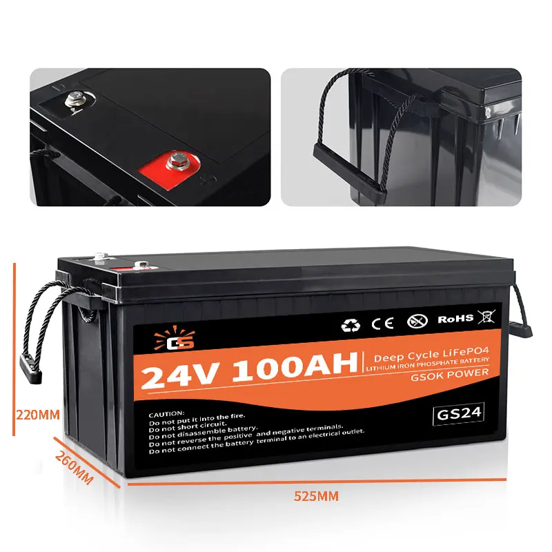 24v lifepo4 battery 100ah baterias de litio 24v 100ah 200ah 300ah lithium lifepo4 with deep cycle