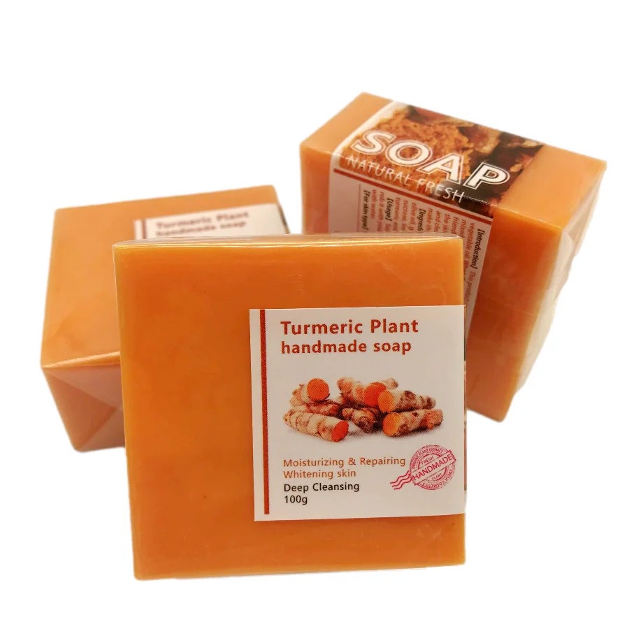Private label whitening handmade organic soap savon tumeric skin wash care tumeric soap