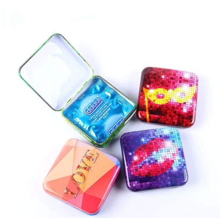 Custom printing condoms metal box tin container tin cans with lids