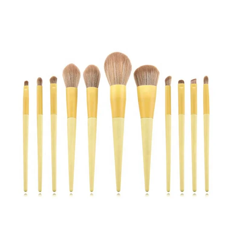 2020 amazon best sell professional pink blush makeup+brushes yellow natural hair makeup brushes