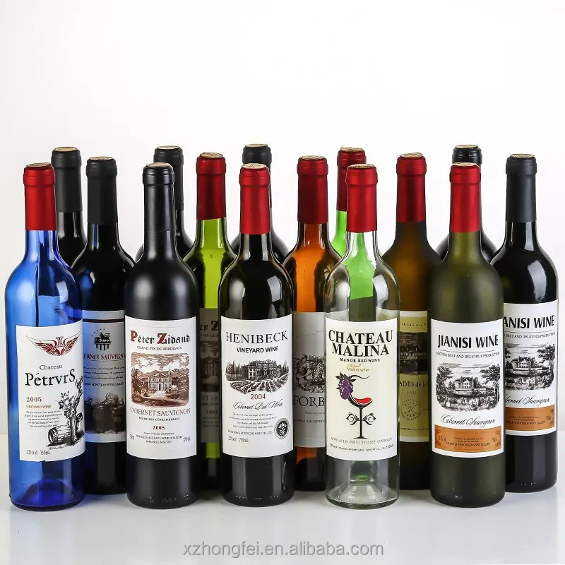 Wholesale 750ml Mini Wine Bottle Dark Green Crystal Material round Shape Hot Stamping Screw Cap Red Wine Champagne Beverages