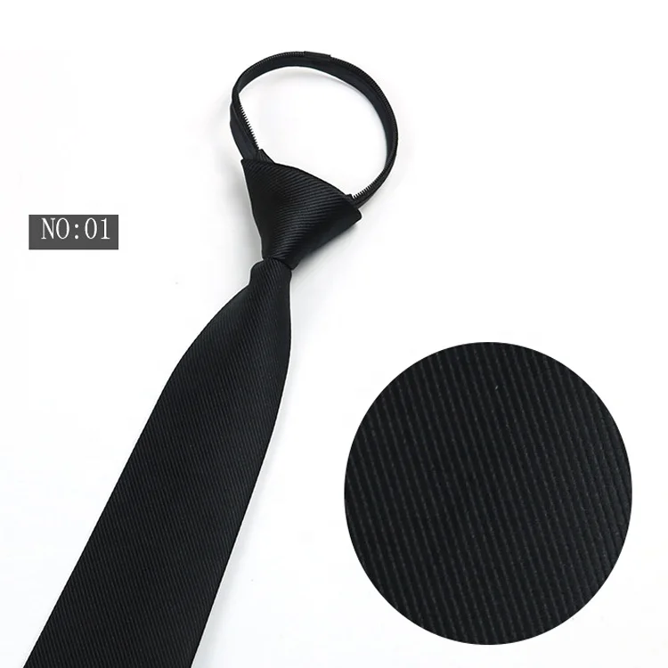 Factory direct black zipper tie black tie with zip 100% polyester