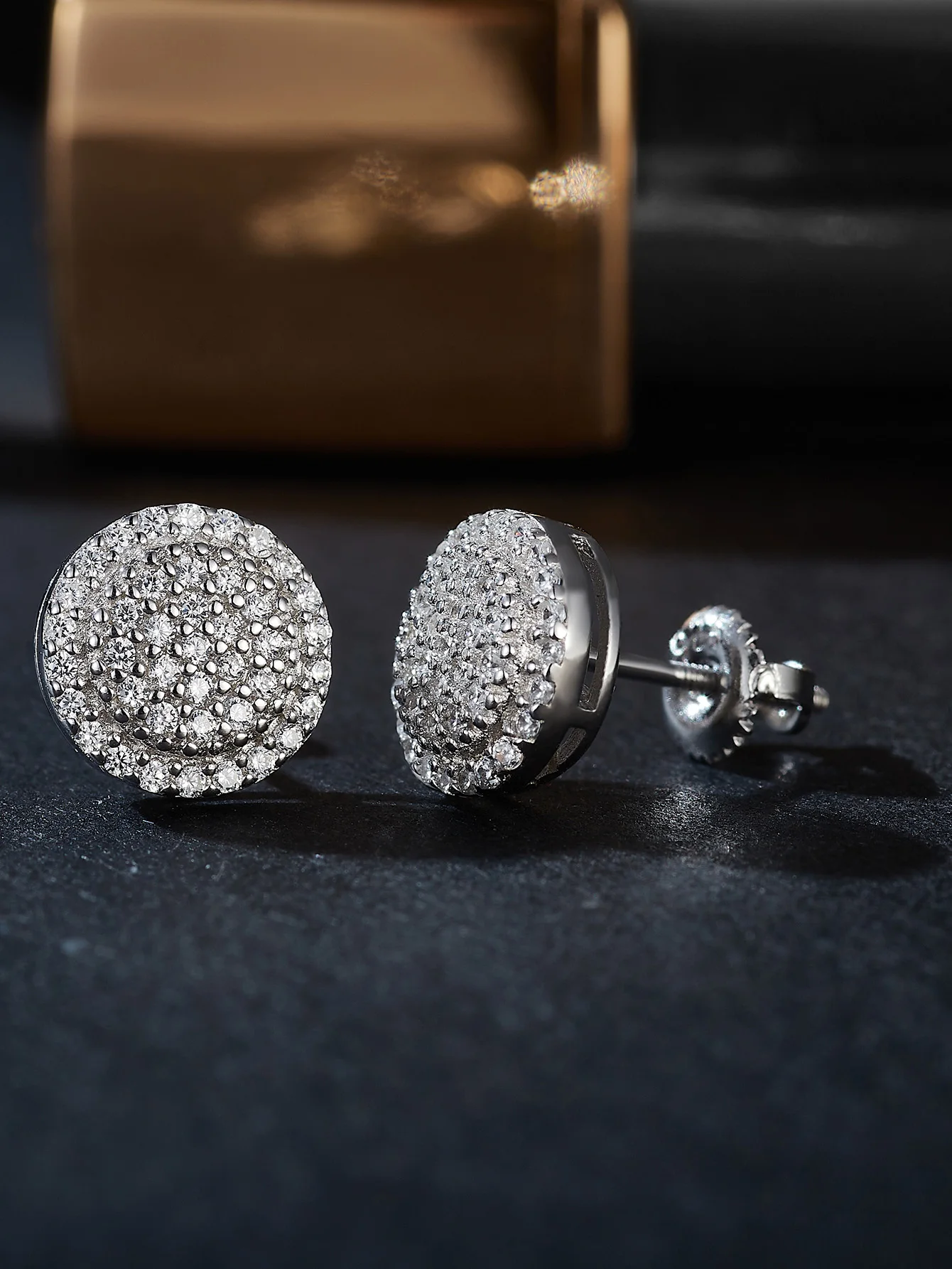 Round Brilliant Flower Iced Out GRA 1.0mm Moissanites Diamond 925 Silver Fine Jewelry Moissanite Stud Earrings for Woman