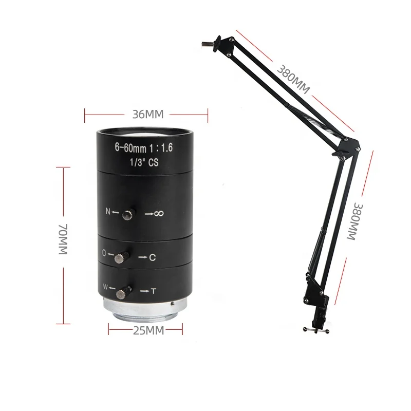 14MP 1080P Digital Industrial Video Microscope Camera 6-60mm Big Visual Fixed  Focusing Lens For Digital Image Acquisition