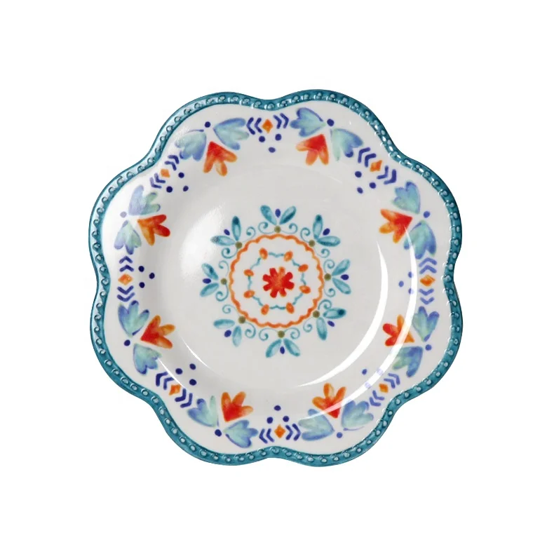 OEM wholesale serving dishes salad plate multicolor bpa free plate melamine easily follow balanced diet heavy plate