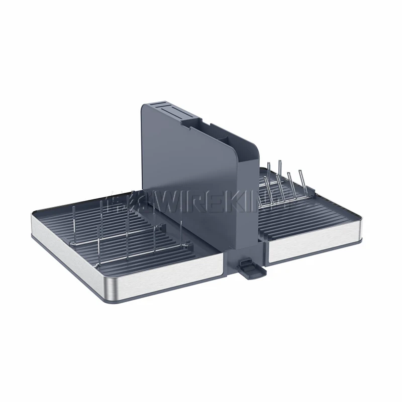 WIREKING SUS Anti-rust Foldable Dish Rack Kitchen Utensil Holder Over the Sink Plate Holder Rack with Small Package