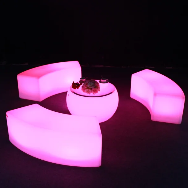 Wholesale LED Curved Benches LED Bar bench curved outdoor bench stool