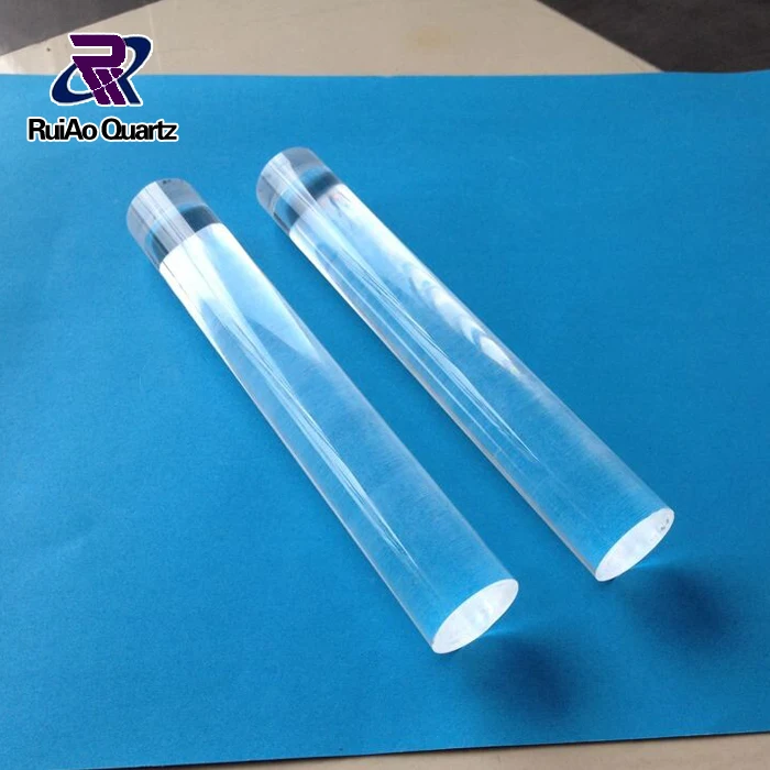 Custom size clear fused quartz rod with smooth cut ends