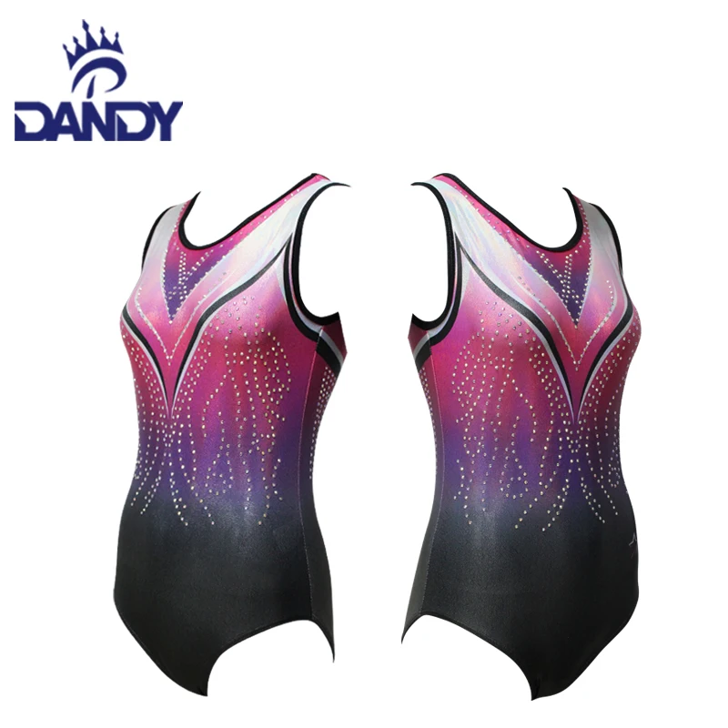 Customized Baby Sleeveless Dance Wear Woman Gymnastics Competition Black Leotards Performance Wear Kids Bodysuit Leotard