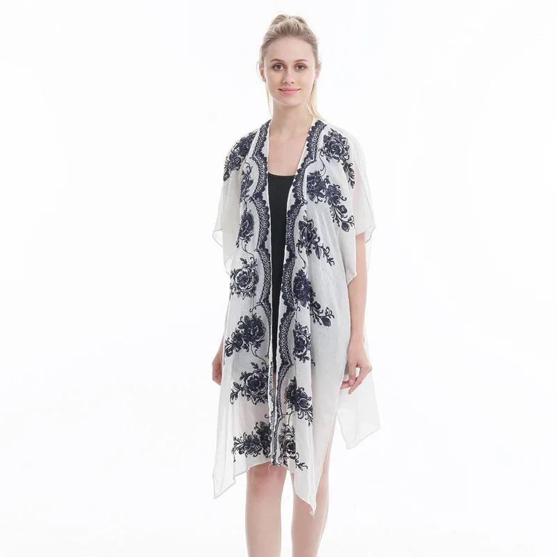 Fashion women poncho embroidery ruana shawl cloak