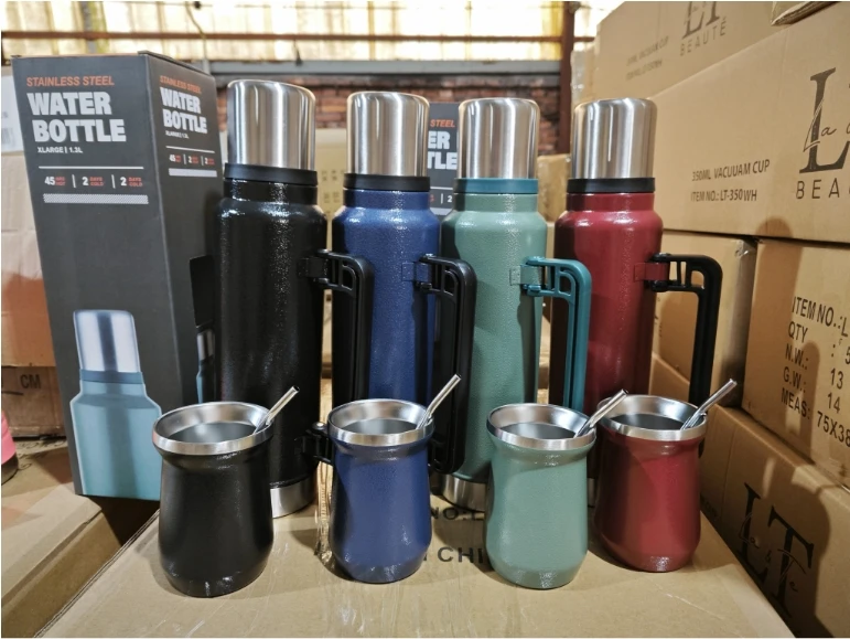 6oz 1.0L 1.3L mate yerba cup stainless steel travel thermos kit set reusable custom logo outdoor sports thermal water bottle