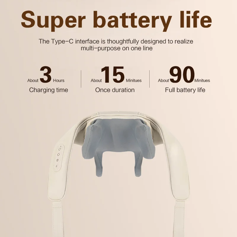 Most Selling Product 2000mAh Neck Knedling Massager Multi Function Neck Warmer Trapezius Trigger Point Massager