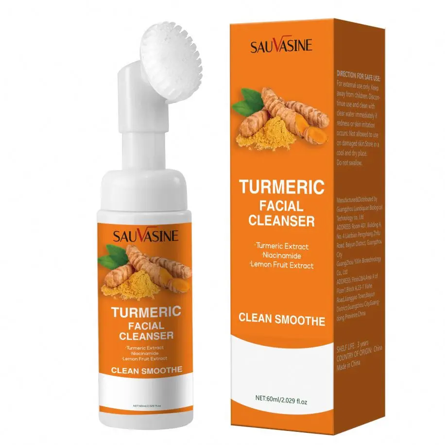 SAUVASINE Wholesale Lemon Extract Deeply Turmeric Face Cleanser Whitening Brightening Anti-Acne Oil Control Turmeric Cleanser