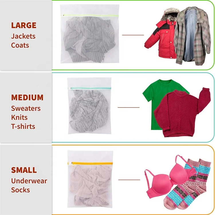 New Wholesale Nylon  Protective Washing Double Layer Zipped Mesh Laundry Bag