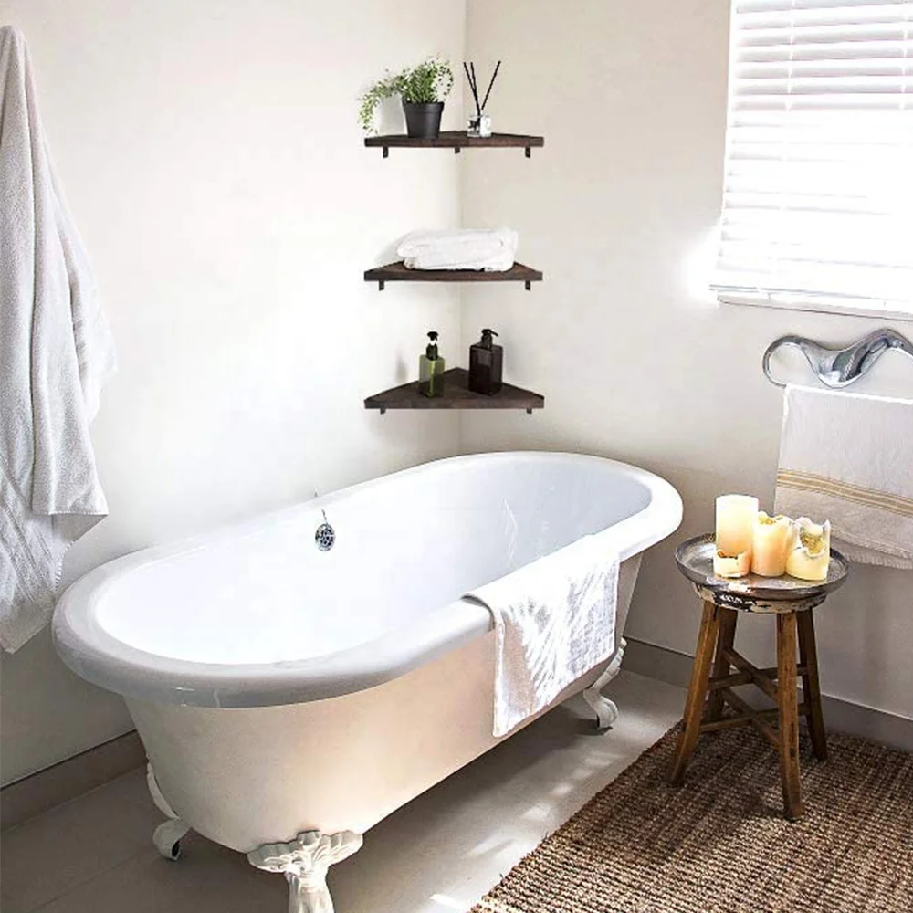  Набор из 3 деревянных угловых настенных полок настенные плавающие полки