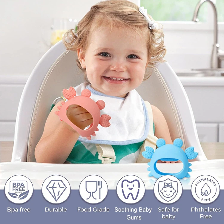 Baby Mitten Silicone Teether for Soothing Teething Pain Relief, Baby Chew Toys