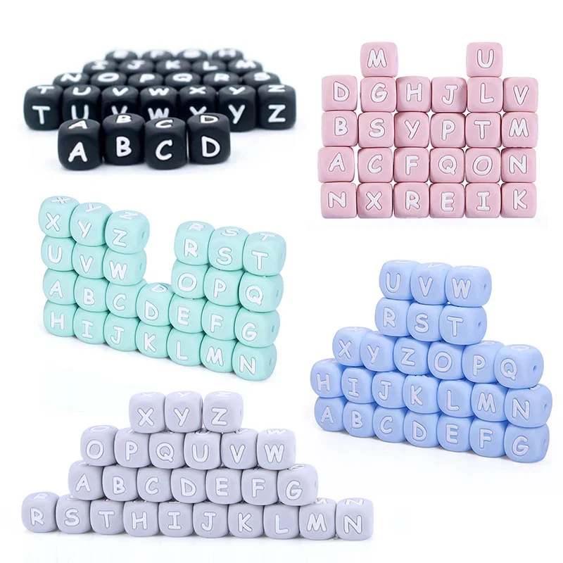 Free Sample Non-toxic Chewing Letter Beads, Silicone Baby Beads